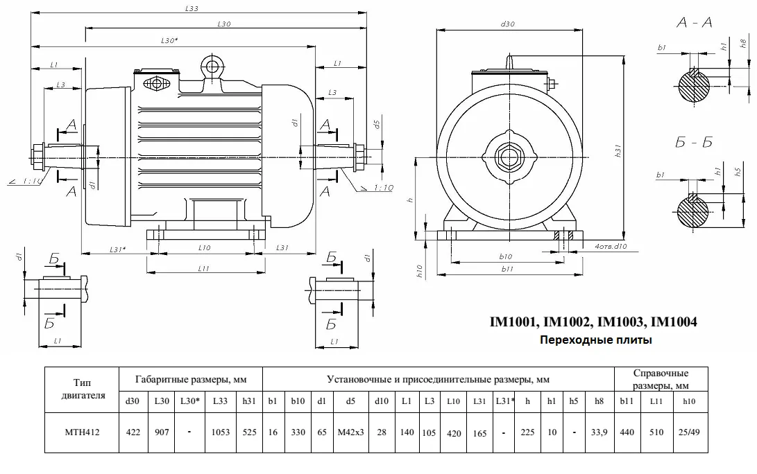 електродвигун МТН 412 30 кВт та 22 кВт креслення
