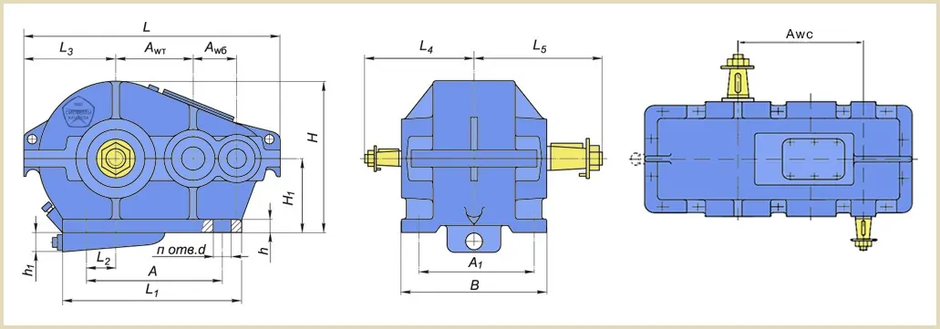 Размеры и чертеж редуктора Ц2-300