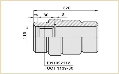 Чертеж тихоходного вала редуктора ГПШ