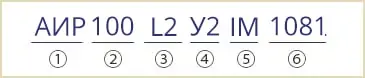 розшифровка маркування електродвигуна АИР 100 L2 У2 АИР 100 L2 У3 IM1081