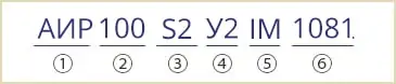 розшифровка маркування електродвигуна АИР100S2 У2 АИР100S2У3 IM1081