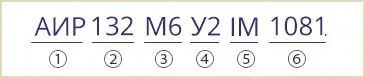 расшифровка маркировки АИР 132 М6 У2 АИР132М6У3 IM1081