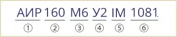 расшифровка маркировки АИР160М6У2 АИР 160М6 У3 IM1081