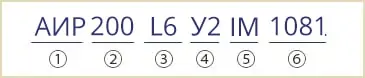 розшифровка маркування АИР200L6У2 АИР 200L6 У3 IM1081