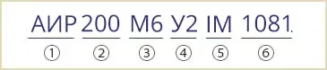 розшифровка маркування АИР200M6У2 АИР 200M6 У3 IM1081