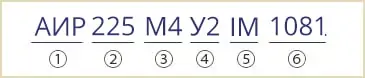 розшифровка маркування АИР 225 М4 У2 АИР 225 М4 У3 IM1081