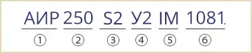 расшифровка маркировки АИР250S2У2 АИР250S2У3 IM1081