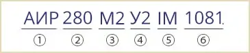расшифровка маркировки АИР280М2У2 АИР280М2У3 IM1081