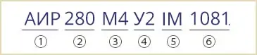 расшифровка маркировки АИР280М4У2 АИР280М4У3 IM1081