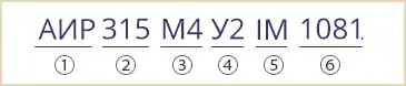 розшифровка маркування АИР315М4У2 АИР315М4У3 IM1081