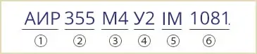 розшифровка маркування АИР355М4У2 АИР355М4У3 IM1081