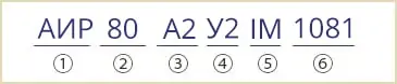 расшифровка маркировки АИР80А2У2 АИР80А2У3 IM1081