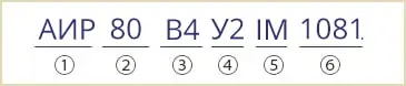 розшифровка маркування електродвигуна АИР80В4У2 АИР80В4У3 IM1081
