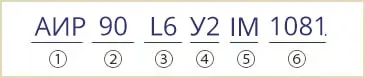 розшифровка маркування АИР90L6У2 АИР90L6У3 IM1081