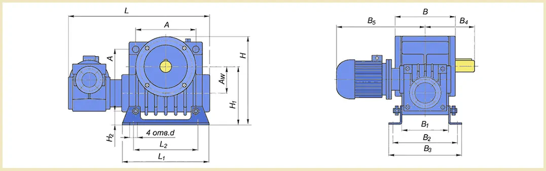 Креслення моторредукторів МЧ2-40, МЧ2-63, МЧ2-80