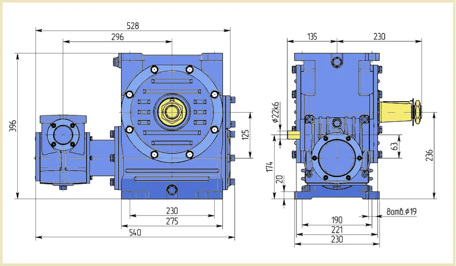 Размеры и чертеж редуктора Ч2-125