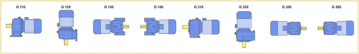 Монтажные исполнения мотор-редуктора мц2с