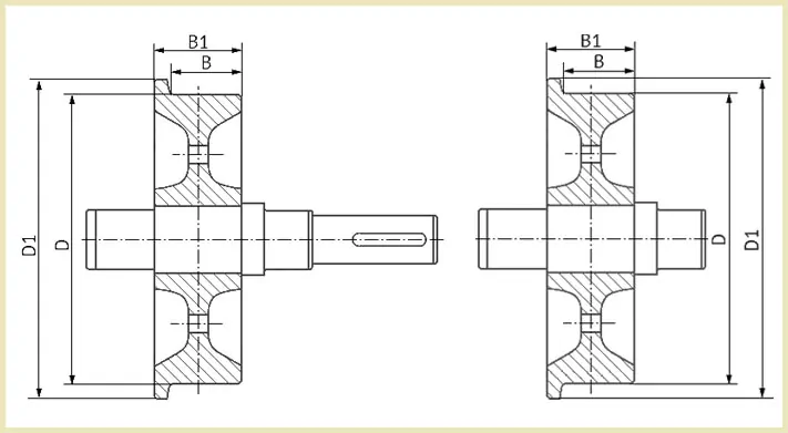 Чертеж ведомого и ведущего колеса к1р 320х80 с валом