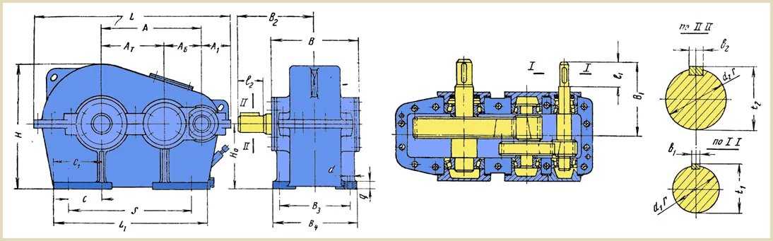 Размеры и чертеж редуктора ЦДН-17,5