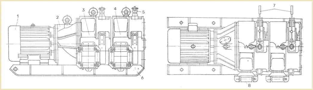 Устройство скреперной лебедки чертеж