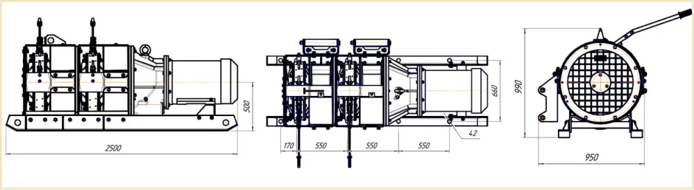 лебедка 55 лс габаритные размеры чертеж
