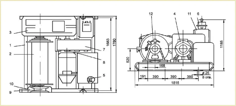 Габаритные размеры лебедки ТЛ-7А-1 чертеж