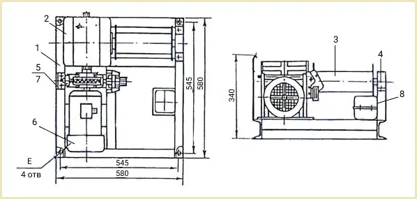Габаритные размеры лебедки ЛМЧ-0,25 чертеж