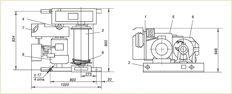 Габаритные размеры лебедки ТЭЛ-2 чертеж