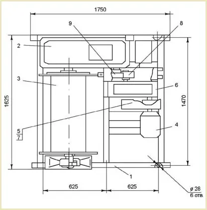 Габаритные размеры лебедки ТЭЛ-5 чертеж