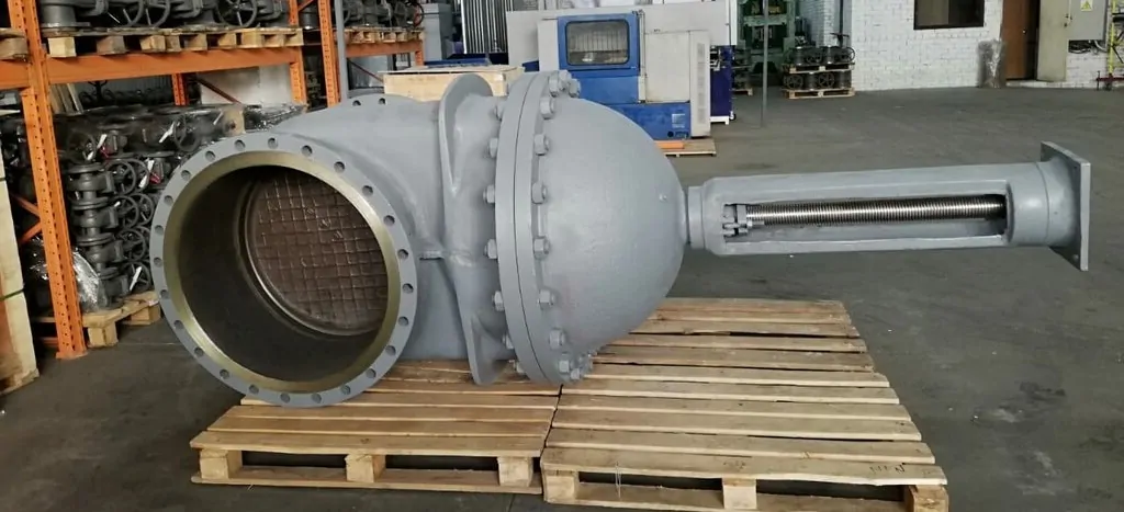 Засувка дводискова ду 800 мм з електроприводом фланцева