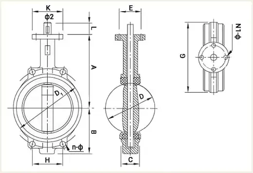 засувка батерфляй креслення