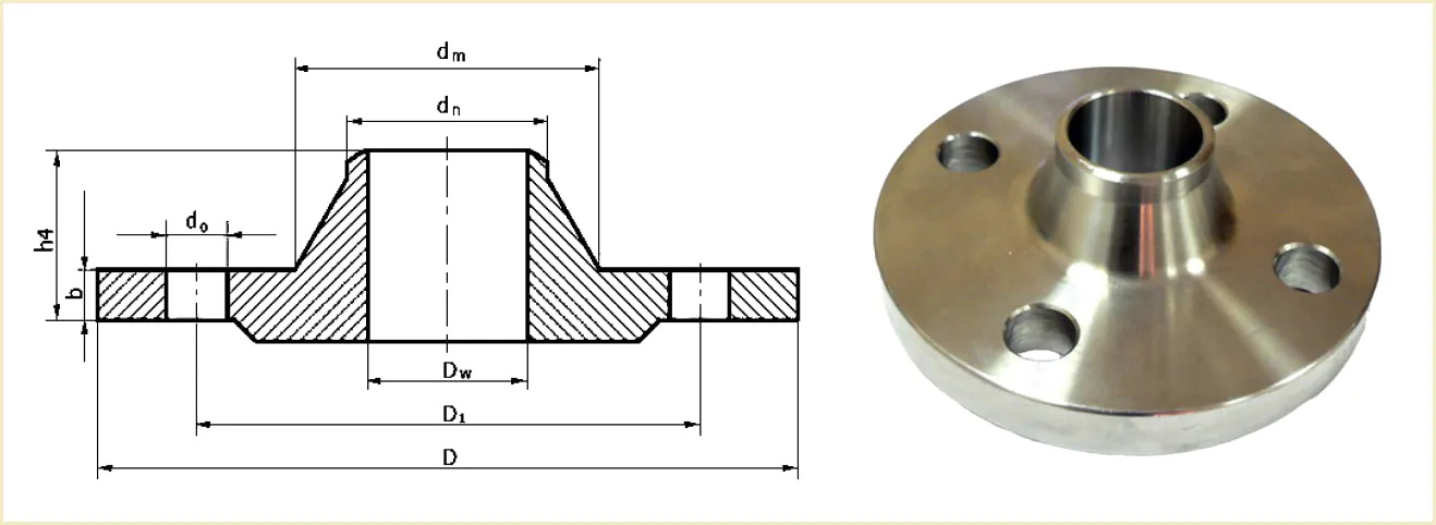 Чертеж воротникового приварного фланца Ду-65
