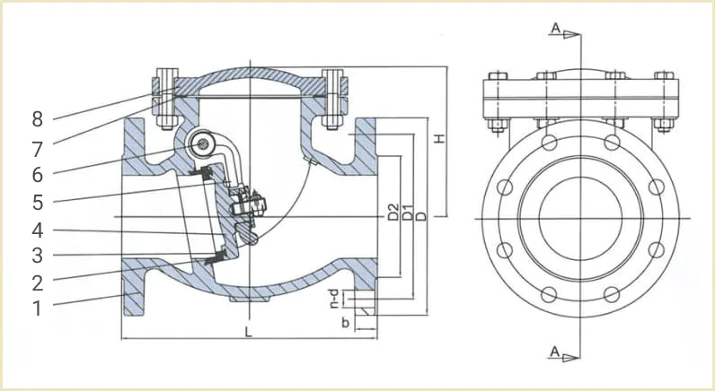 Габаритные и присоединительные размеры клапана 19ч16бр чертеж