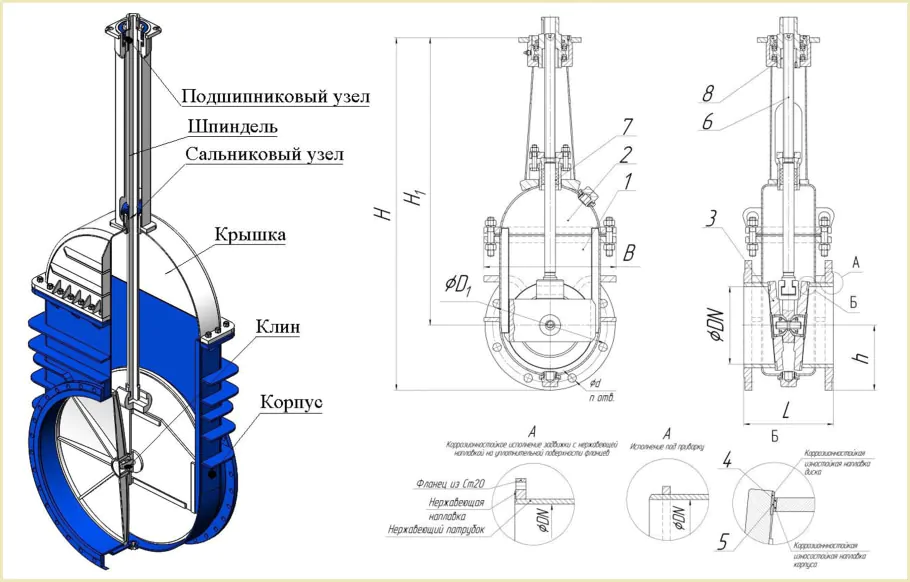 задвижка 30с514нж Dn-1800 размеры чертеж
