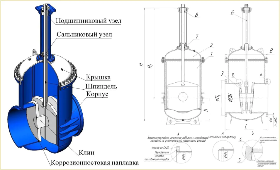 задвижка 30с950нж Dn-1400 Pn-16 размеры чертеж