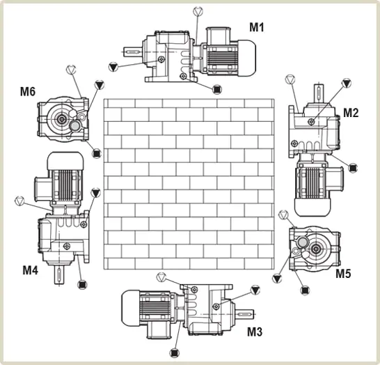 Цилиндрический соосный мотор редуктор на лапах