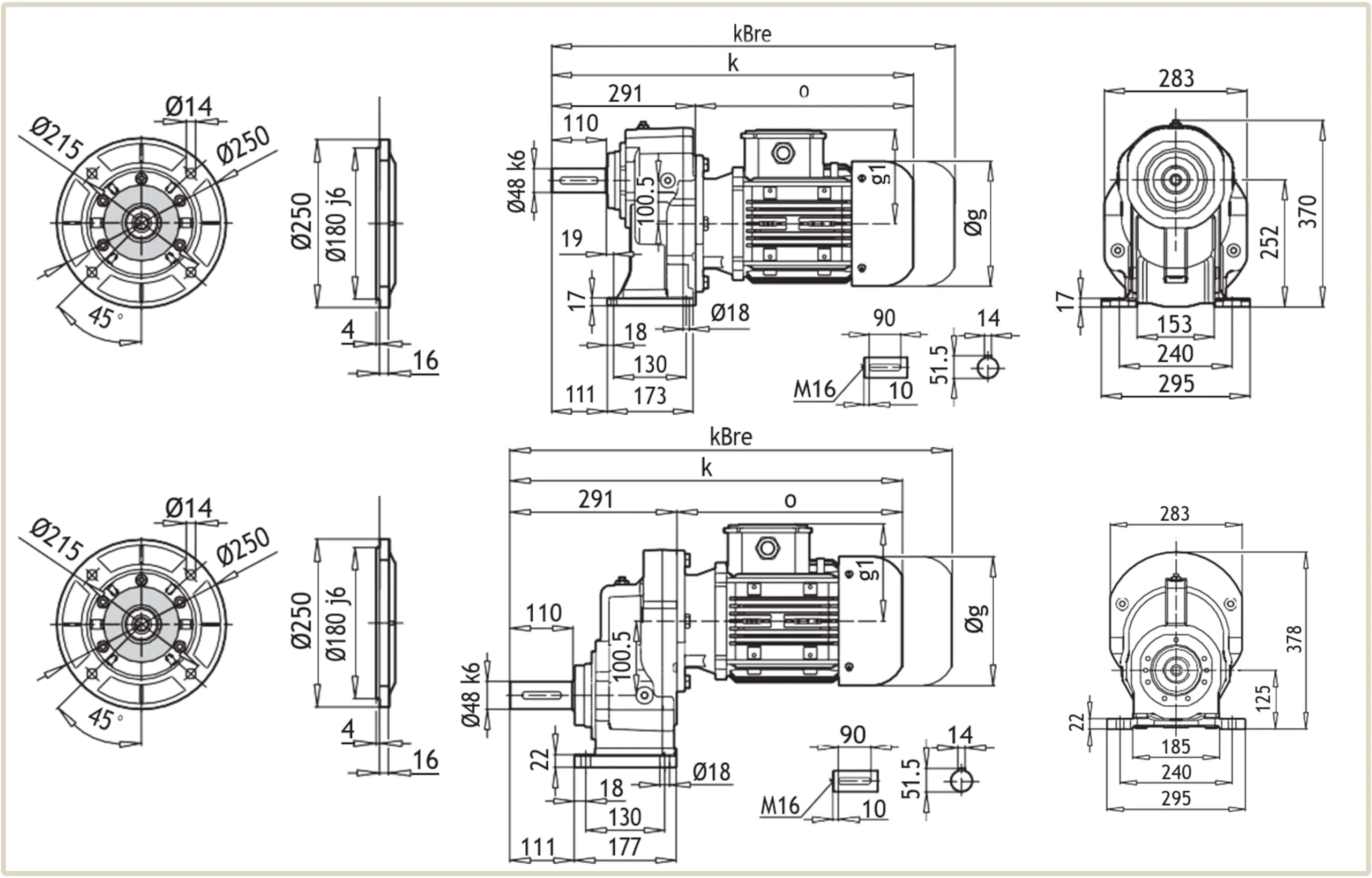 Габаритные и присоединительные размеры мотор-редуктора A-601 и AF-M 601 чертеж