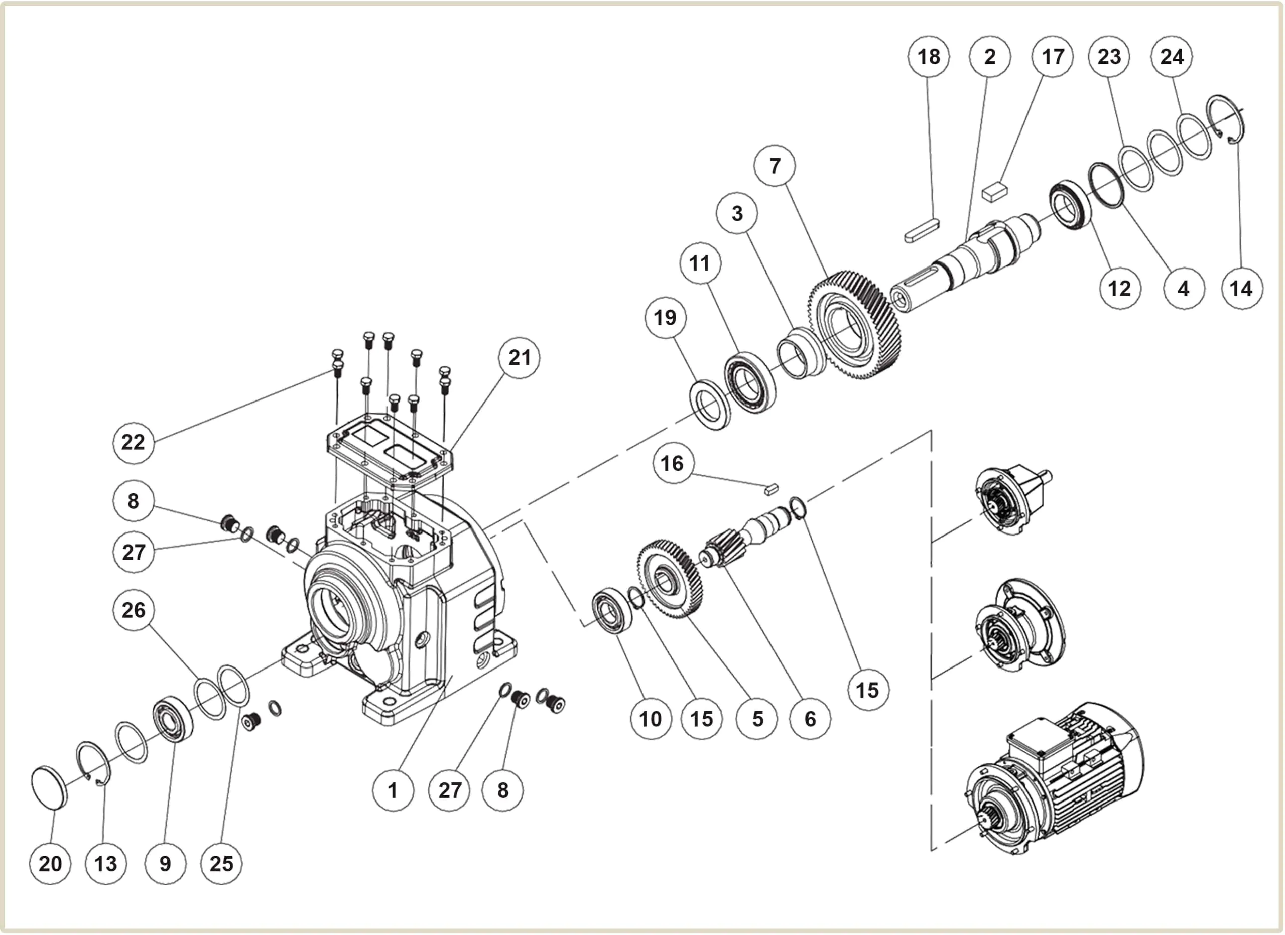 Устройство двухступенчатого соосного цилиндрического мотор-редуктора