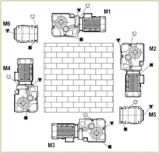 Схема монтажа цилиндрическо-конического мотор-редуктора