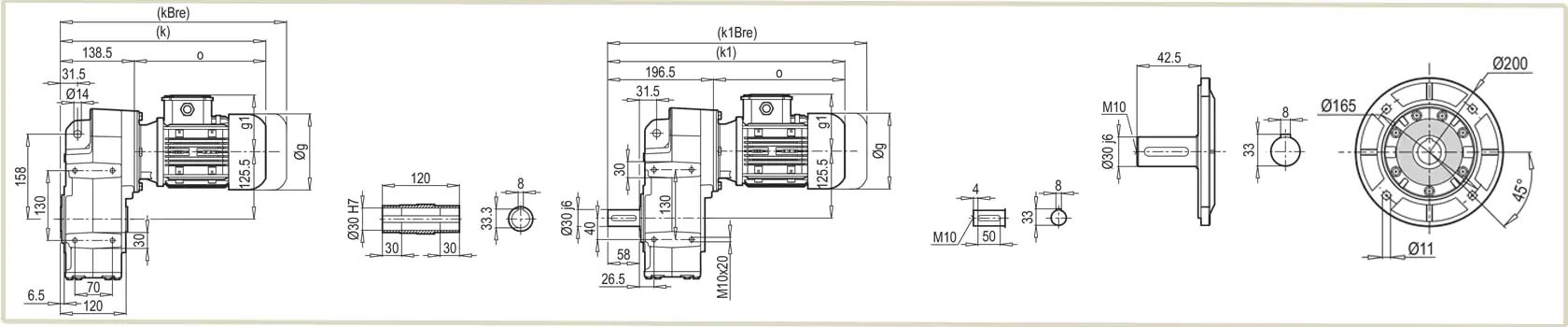 Габаритные и присоединительные размеры мотор-редуктора D/M-302 чертеж