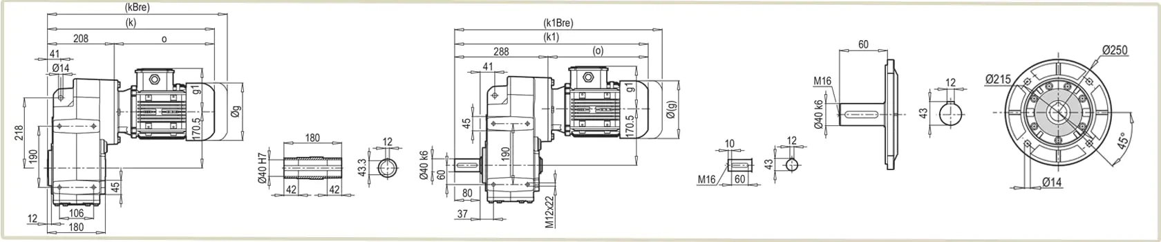 Габаритные и присоединительные размеры мотор-редуктора D/M-402 чертеж
