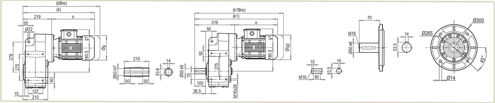 Габаритные и присоединительные размеры мотор-редуктора D/M-502 чертеж