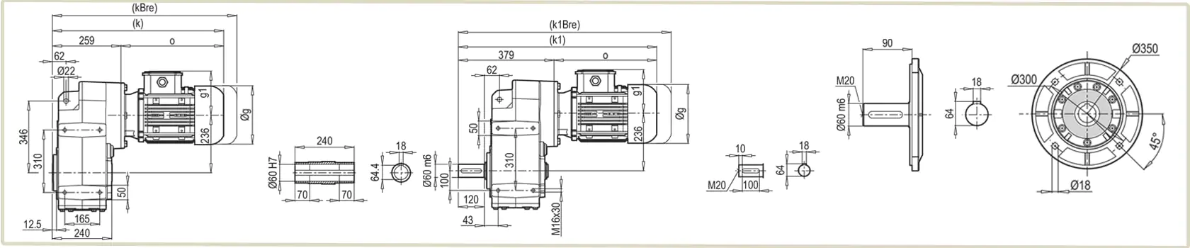 Габаритные и присоединительные размеры мотор-редуктора D/M-603 чертеж
