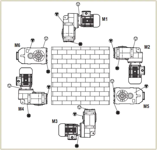 Мотор-редуктор D с полым валом схема установки