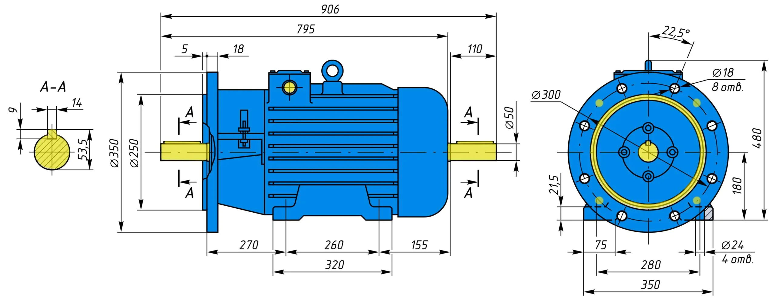 Креслення та розміри MTH 311-6 11 кВт з фланцем