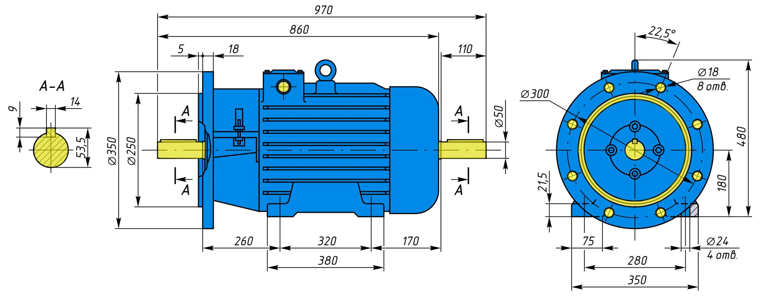 Креслення і розміри MTH 312-6 з фланцем