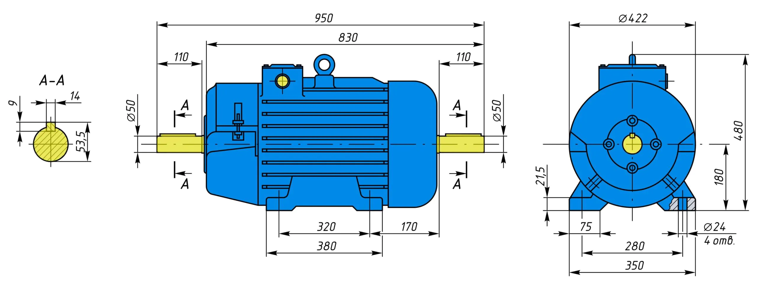 Креслення та розміри MTF 312-6 15 950 на лапах