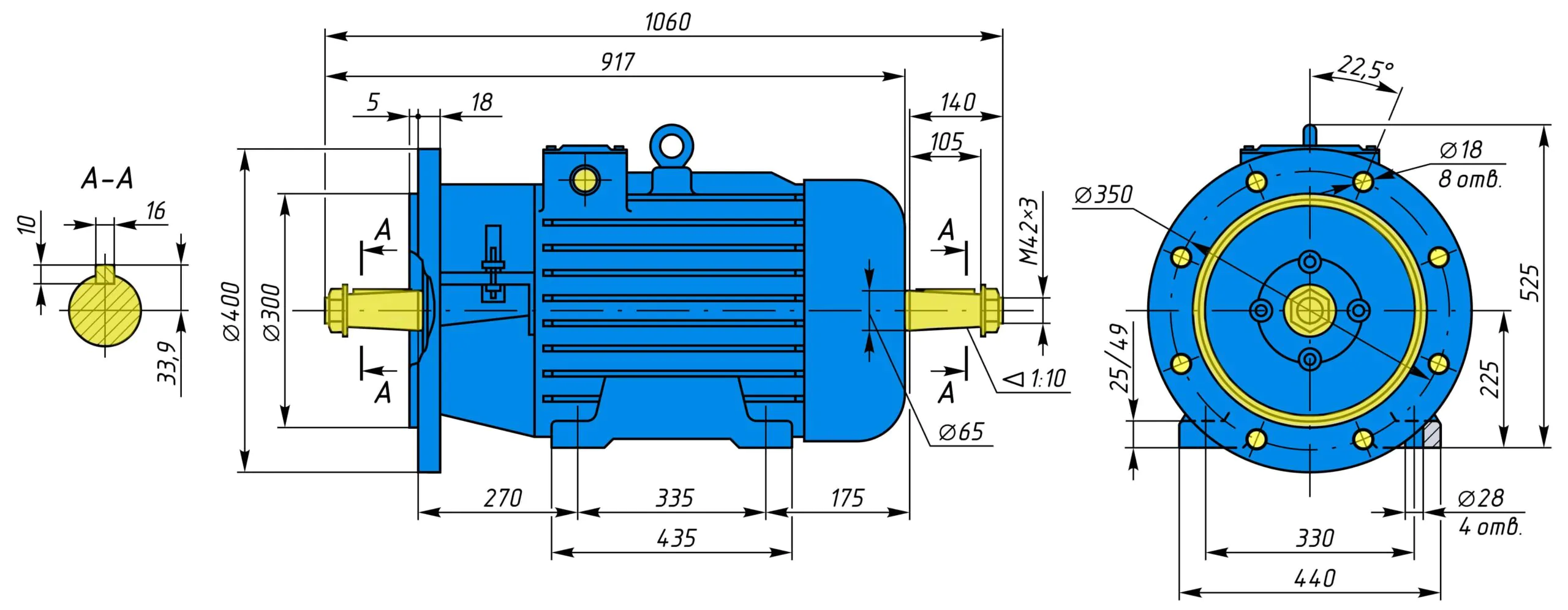 Креслення і розміри MTH 411-8 з фланцем