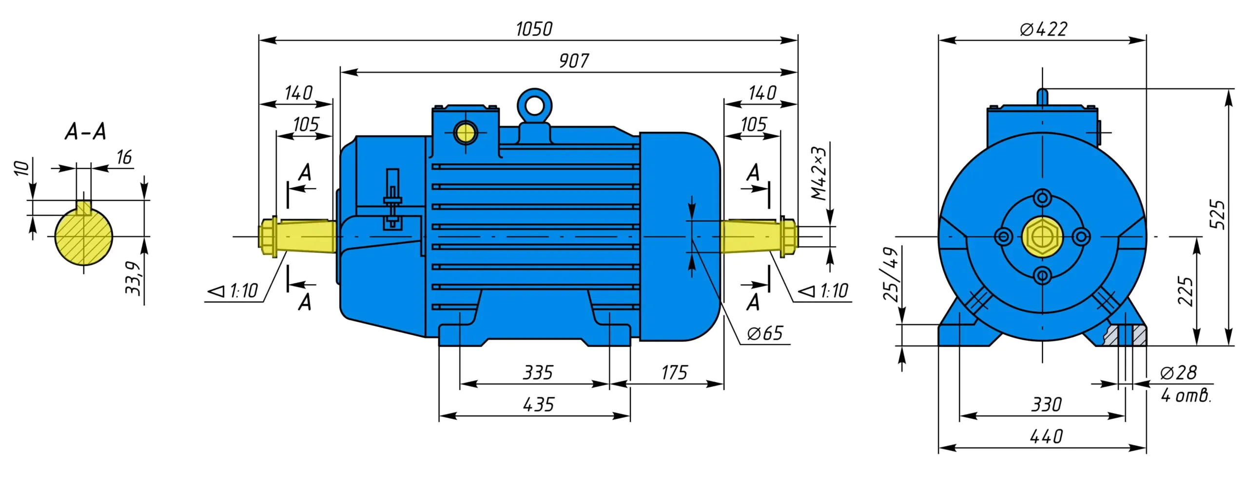 Креслення і розміри MTF 411-8 15 750 на лапах