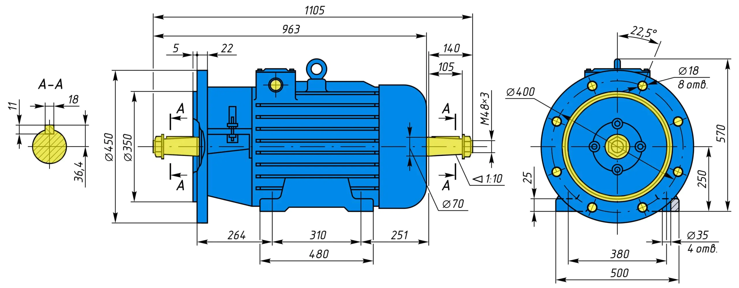 Креслення та розміри MTH 511-6 з фланцем